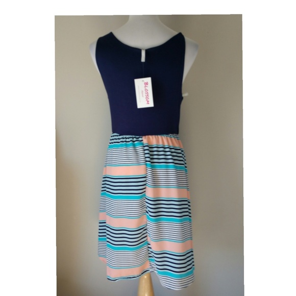 Navy & Striped Dress - Picture 2 of 8